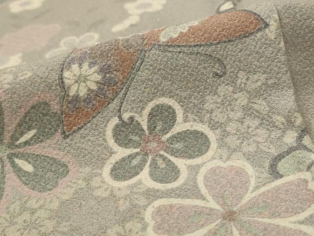 平和屋着物▽上質な小紋 単衣 花蝶文 正絹 逸品 AABI0142st
