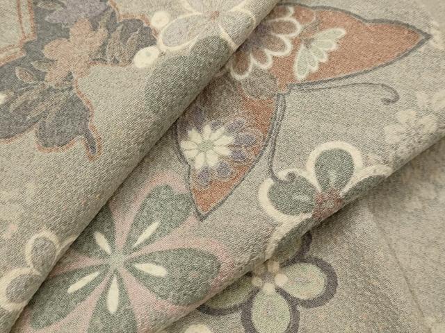 平和屋着物▽上質な小紋 単衣 花蝶文 正絹 逸品 AABI0142st