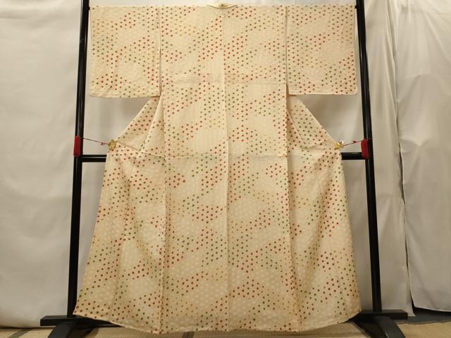 平和屋着物▽上質な小紋 単衣 絞り 麻の葉文様 正絹 逸品 AABI0143st