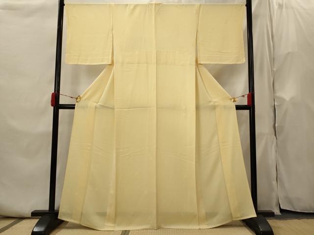 平和屋着物▽上質な色無地 単衣 兎地紋 卵色 正絹 逸品 AABI0146st