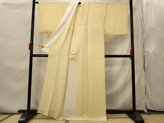 平和屋着物▽上質な色無地 単衣 兎地紋 卵色 正絹 逸品 AABI0146st