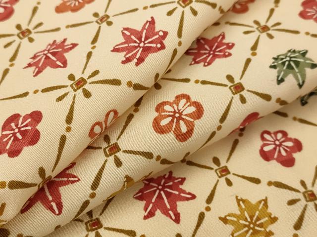 平和屋着物▽上質な小紋 単衣 天井花文 正絹 逸品 AABI0152st