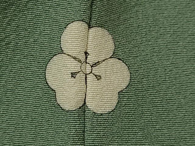 平和屋着物▽上質な色無地 単衣 紋意匠 木賊色 正絹 逸品 AABI0158st