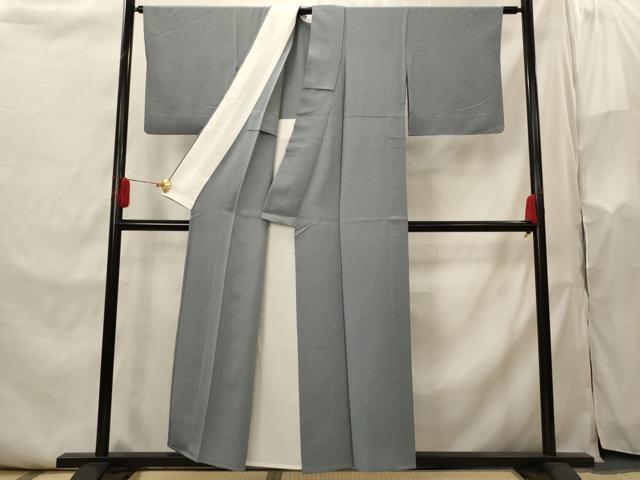 平和屋着物▽上質な色無地 単衣 紋意匠 藍鼠色 正絹 逸品 AABI0160st