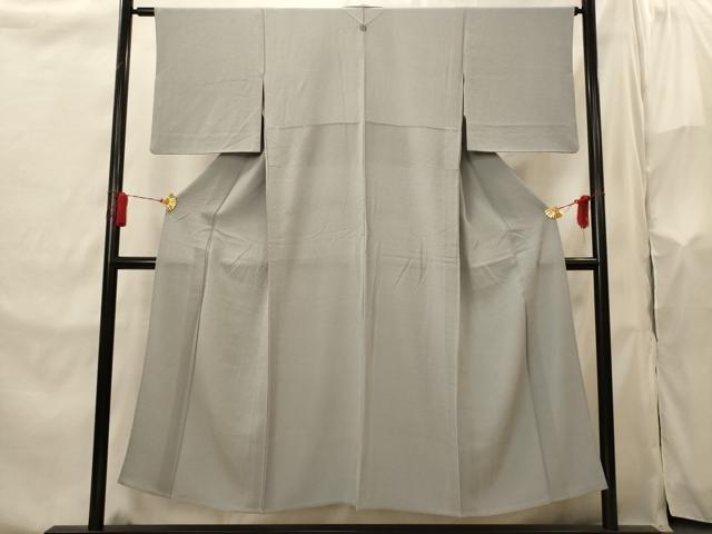 平和屋着物▽上質な色無地 単衣 紋意匠 桔梗鼠色 正絹 逸品 AABI0162st