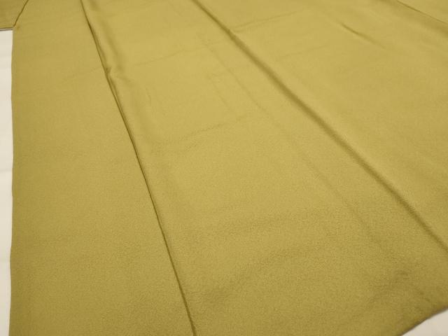 平和屋着物▽上質な色無地 単衣 紋意匠 青朽葉色 正絹 逸品 AABI0167st