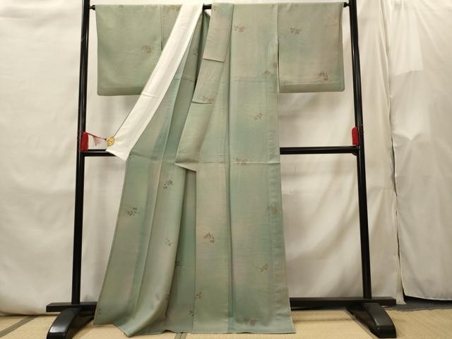 平和屋着物▽上質な小紋 単衣 芝草文 暈し染め 正絹 逸品 AABI0171st