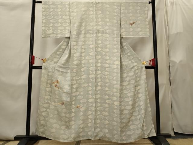 平和屋着物▽訪問着 単衣 駒刺繍 草花文 正絹 逸品 AABI0172st