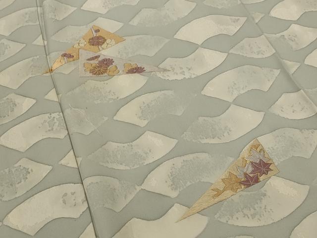 平和屋着物▽訪問着 単衣 駒刺繍 草花文 正絹 逸品 AABI0172st