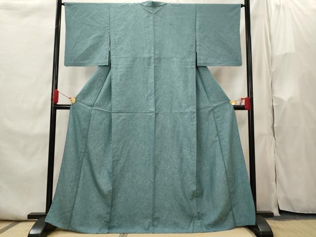 平和屋着物▽上質な色無地 単衣 石畳地紋 御召茶色 正絹 逸品 AABI0175st