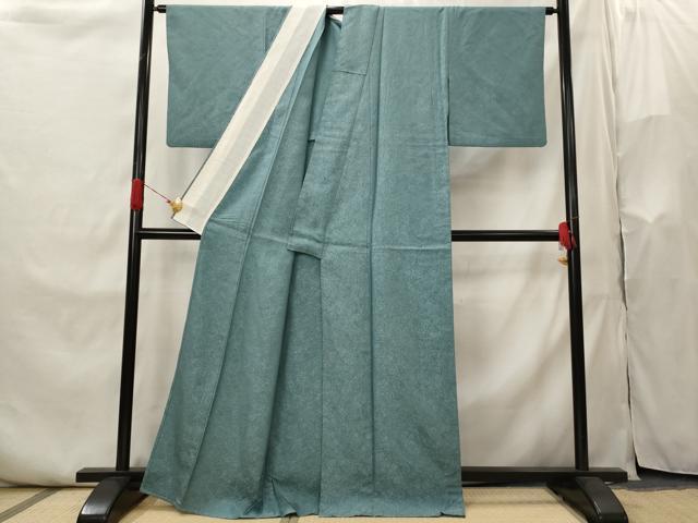 平和屋着物▽上質な色無地 単衣 石畳地紋 御召茶色 正絹 逸品 AABI0175st