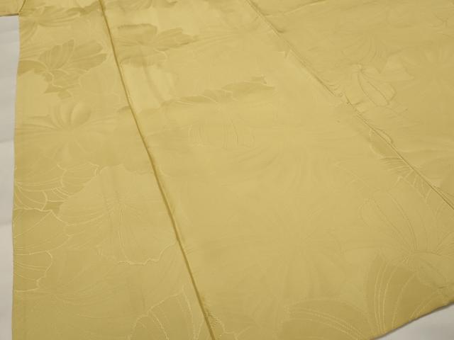 平和屋着物▽上質な色無地 単衣 花地紋 飴色 正絹 逸品 AABI0176st