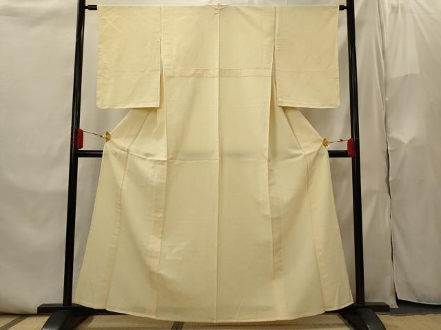 平和屋着物▽上質な色無地 単衣 菱松地紋 丁子色 正絹 逸品 AABI0180st