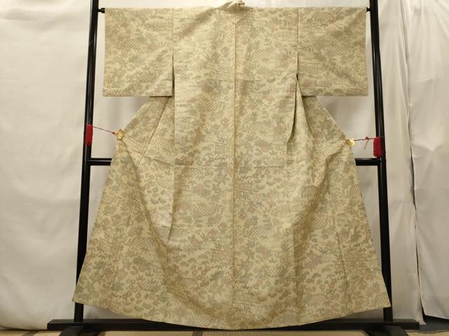平和屋着物▽本場大島紬 単衣 松竹梅 正絹 逸品 AABI0183st