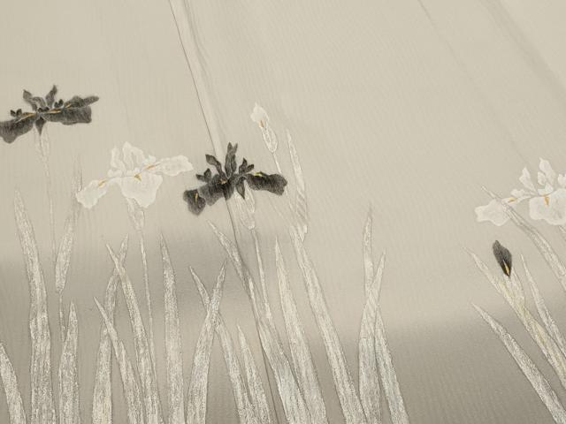 平和屋着物▽訪問着 単衣 手描き 草花文 暈し染め 金彩 三越扱い 正絹 逸品 AABI0186st