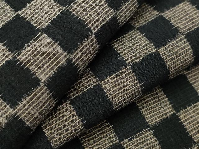 平和屋着物▽上質な紬 単衣 市松文様 正絹 逸品 AABI0189st
