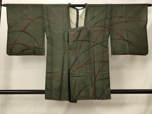 平和屋着物▽道行コート スリーシーズン 春夏秋 塵除け 竹 銀彩 正絹 逸品 AABI0190st