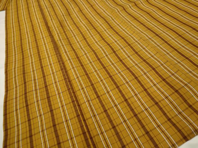 平和屋着物▽本場黄八丈 平織 紬 単衣 格子 正絹 逸品 AABI0192st