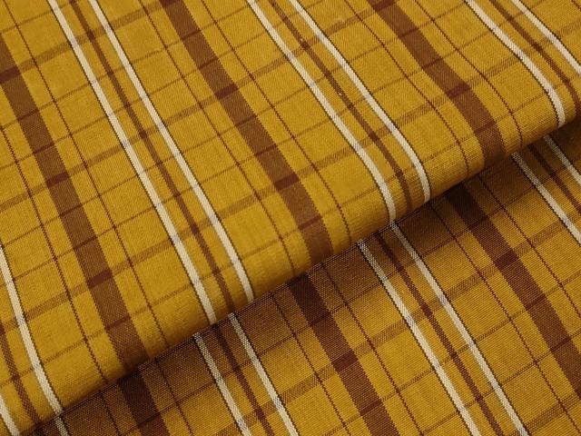 平和屋着物▽本場黄八丈 平織 紬 単衣 格子 正絹 逸品 AABI0192st