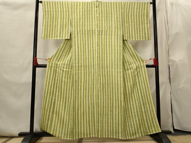 平和屋着物▽上質な小紋 単衣 竹縞 正絹 逸品 AABI0203st