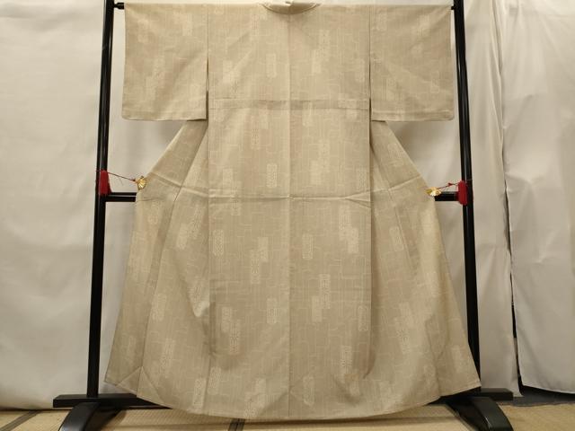 平和屋着物▽本塩沢 単衣 色紙花文 正絹 逸品 未使用 AABI0204st