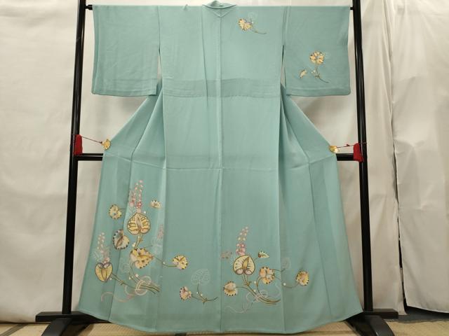 平和屋着物▽訪問着 単衣 葵 正絹 逸品 AABI0205st