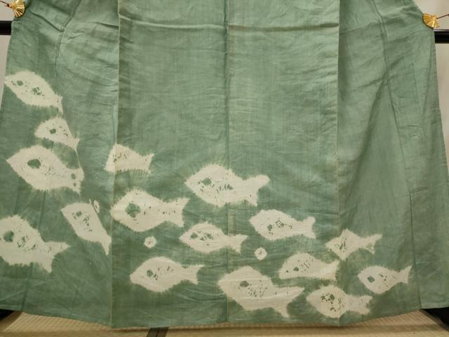 平和屋着物∴夏物 浴衣 有松鳴海絞り 訪問着 魚 綿 逸品 AABI0214st