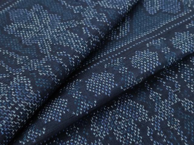 平和屋着物▽上質な紬 単衣 横段花文 正絹 逸品 AABI0219st