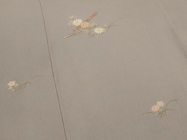 平和屋着物▽訪問着 単衣 刺繍 楽器花文 金糸 正絹 逸品 AABI0221st