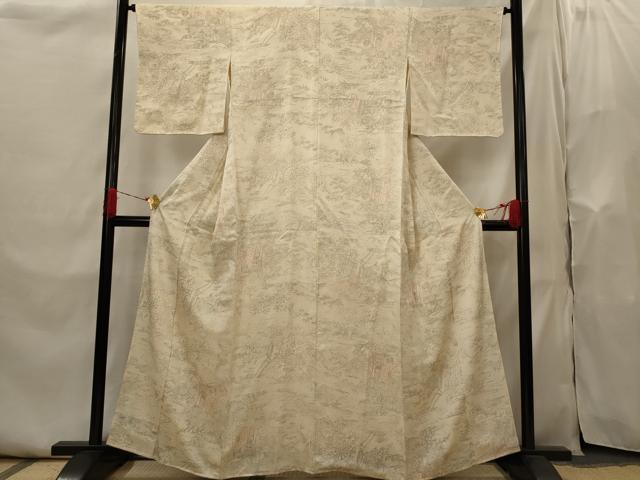 平和屋着物■上質な小紋 御所車花文 正絹 逸品 AABI0234st