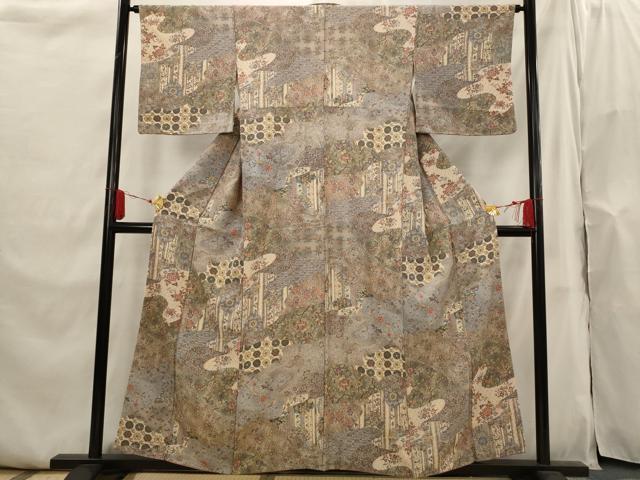 平和屋着物■上質な小紋　更紗花文　正絹　逸品　AABI0255st 平和屋着物□上質な小紋 更紗花文 正絹 逸品 AABI0255st