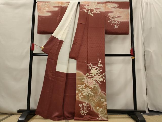 平和屋着物■訪問着 刺繍 草花文 暈し染め 金彩 正絹 逸品 AABI0256st