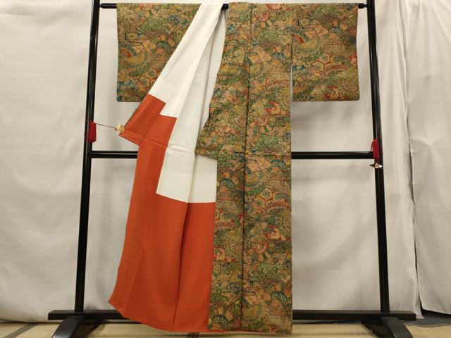 平和屋着物■本場染大島紬 花鳥文 正絹 逸品 AABI0263st