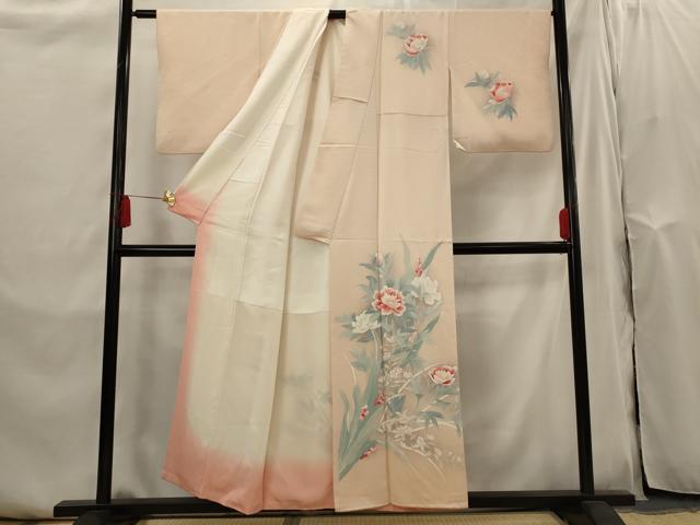 平和屋着物■訪問着 草花文 暈し染め 正絹 逸品 AABI0289st