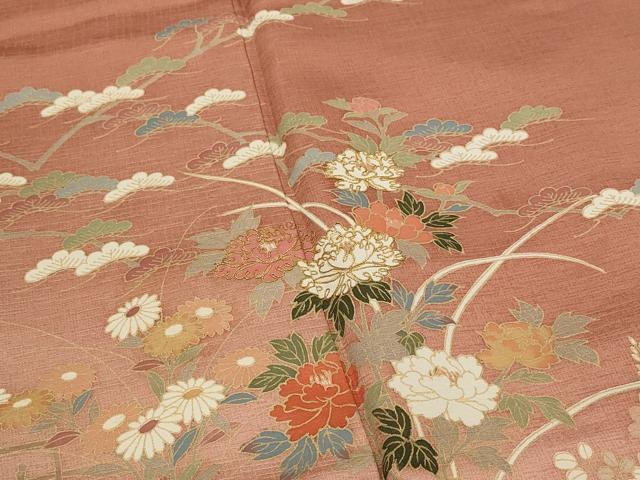 平和屋着物■訪問着 駒刺繍 花松文 暈し染め 金彩 正絹 逸品 AABI0291st