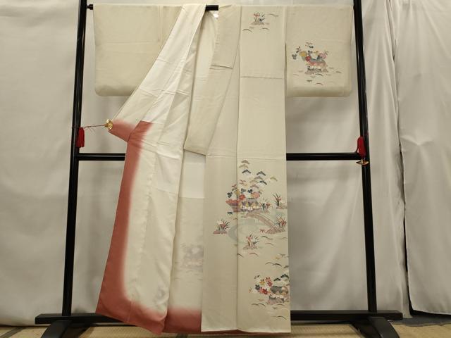 平和屋着物■訪問着 友禅 作家物 風景花文 正絹 逸品 AABI0296st
