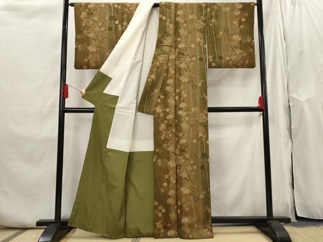 平和屋着物■上質な小紋 絞り 扇面花蝶文 正絹 逸品 AABI0303st