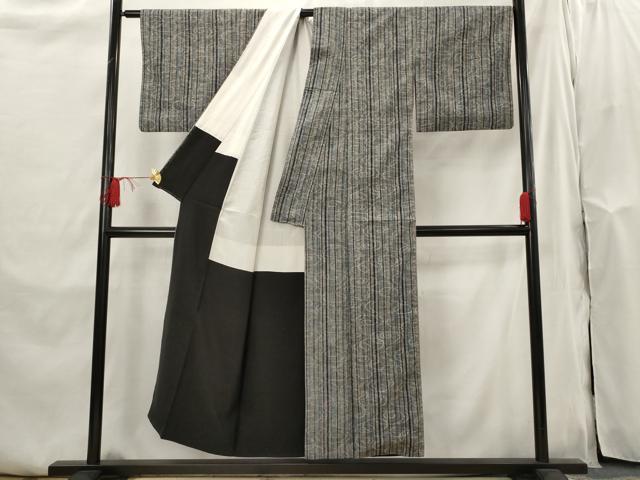 平和屋着物■上質な紬 間道 流水文 正絹 逸品 AABI0304st
