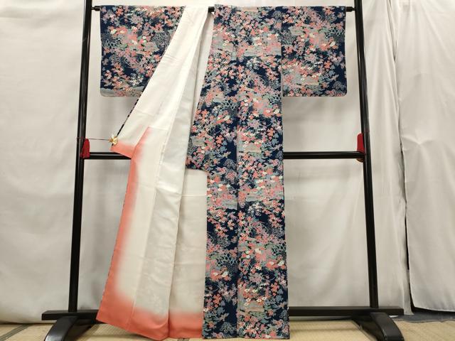 平和屋着物■上質な小紋 鳳凰花文 金彩 鬼しぼ縮緬 正絹 逸品 未使用 AABI0305st