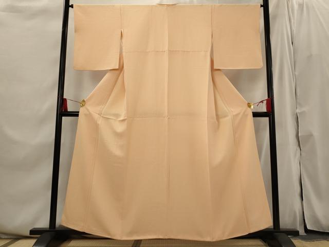 平和屋着物■上質な色無地 幾何学地紋 洒落柿色 正絹 逸品 AABI0312st