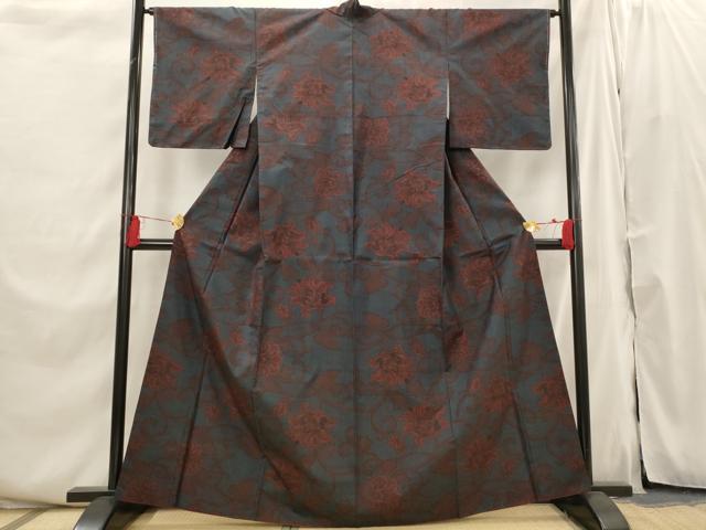 平和屋着物■本場大島紬　7マルキ　唐草花文　正絹　逸品　AABI0317st 平和屋着物□本場大島紬 7マルキ 唐草花文 正絹 逸品 AABI0317st