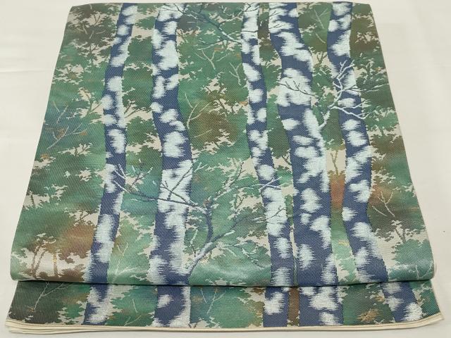 平和屋着物◎六通柄袋帯 樹林文 金銀糸 正絹 逸品 AABI0323ou