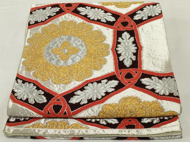 平和屋着物◎六通柄袋帯 唐織 花丸文 金銀糸 正絹 逸品 AABI0331ou