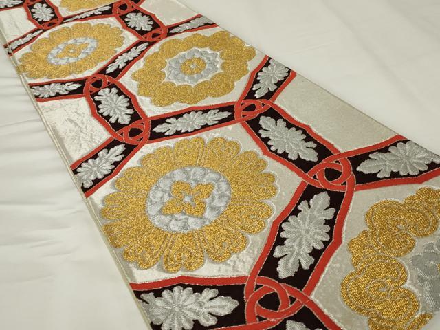 平和屋着物◎六通柄袋帯 唐織 花丸文 金銀糸 正絹 逸品 AABI0331ou