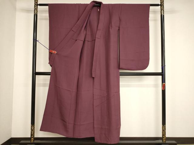平和屋着物∵女の子 十三参り 子供 祝着 色無地 単衣 霰地紋 暗紅色 逸品 AABI0436ja