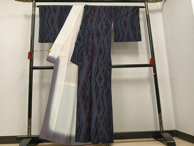 平和屋着物●結城紬 幾何学文様 正絹 逸品 AABI0443ph