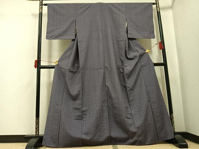 平和屋着物●上質な紬 格子 正絹 逸品 未使用 AABI0446ph