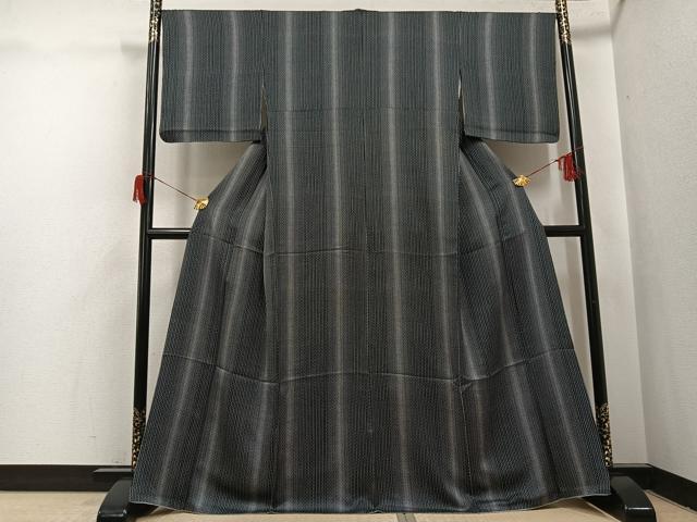 平和屋着物●上質な小紋 間道 黒地 正絹 逸品 AABI0447ph