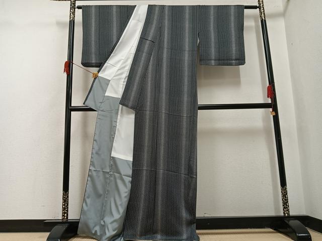 平和屋着物●上質な小紋 間道 黒地 正絹 逸品 AABI0447ph
