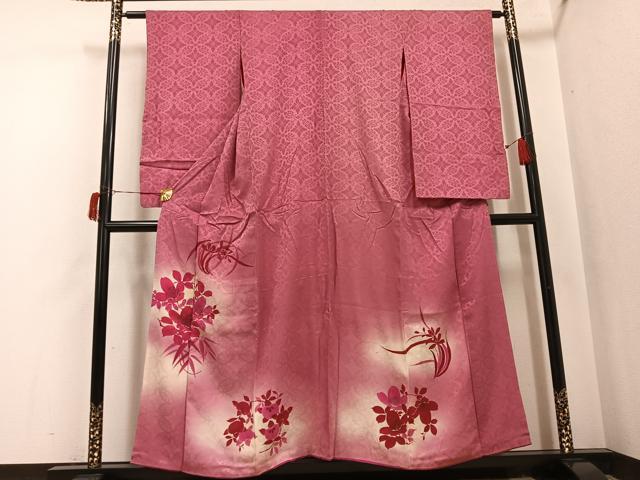 平和屋本店●アンティーク 大正ロマン 小振袖 二尺袖 草花文 暈し染め 正絹 逸品 AABI0453ph